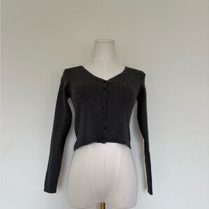 Brandy Melville Charcoal Button-Up Cardigan